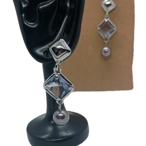 Crystal & Pearl Chandelier earrings SKUJ052
